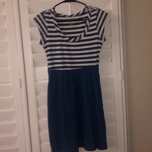 Blue with white stripes dress